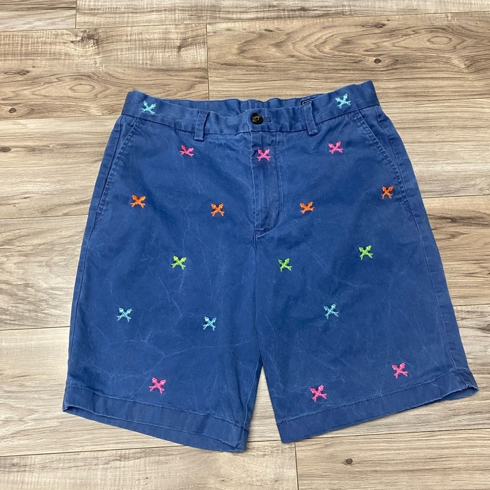 Vineyard Vines Breaker Shorts Casual Neon Embroidered Cross Fishbone Size 30